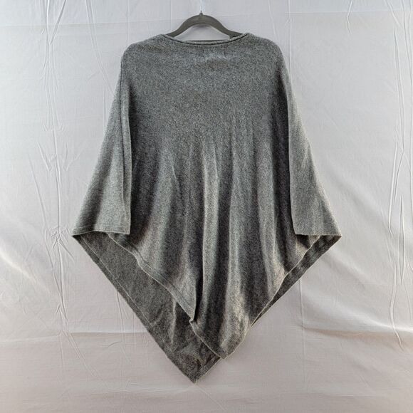 Rachel Zoe 2 Ply Gray 100% Cashmere Poncho Sweater Fits All Women's One Size - Picture 2 of 6